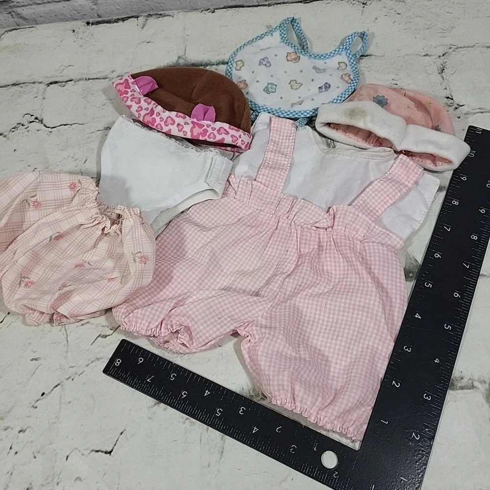 Baby Doll Replacement Clothes Clothing Lot Pink Gingham Bloomers Bottoms Hat Bib